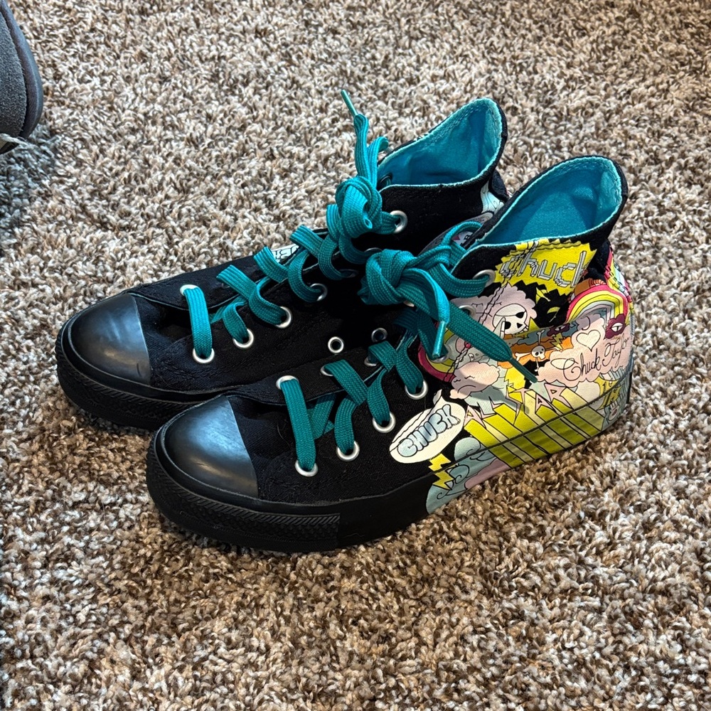Converse  Black and Teal Chuck Taylor All Star High Top.